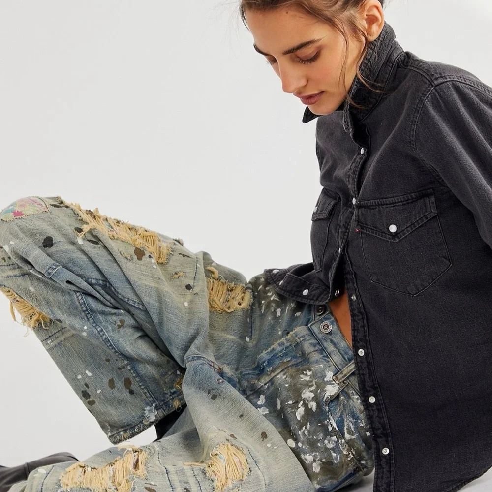 Magnolia Pearl “Calico” Paint-Splattered Boyfriend Jeans - Picture 2 of 6